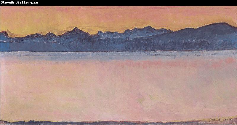 Ferdinand Hodler Genfersee mit Mont-Blanc im Morgenrot